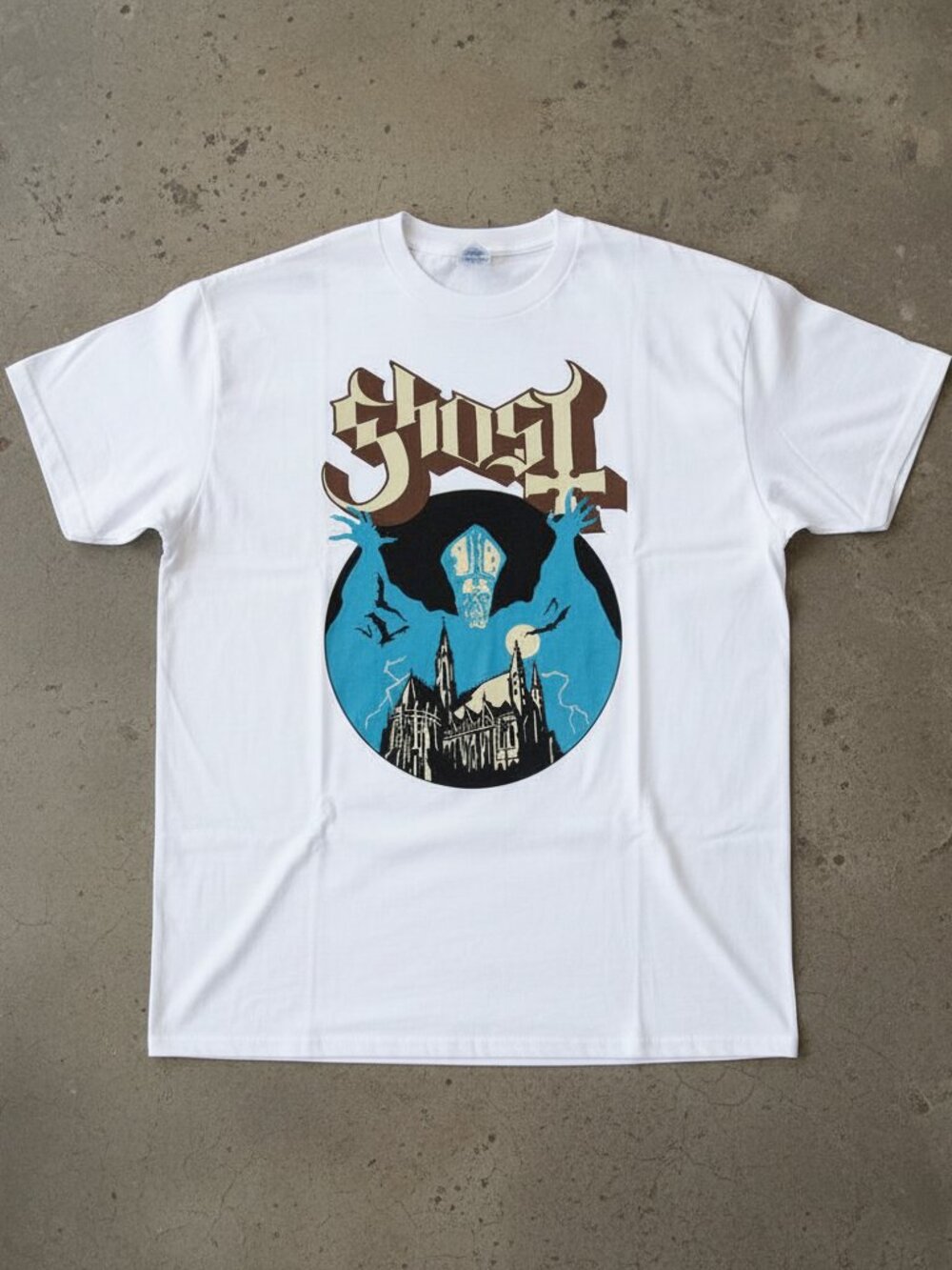 Ghost Band Graphic T-Shirt – Gothic Rock Metal Tee – Vintage Style Unisex White